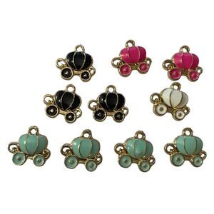 Pumpkin Carriage Decoration Multicolor Set Of 10 Charms Black Blue Pink